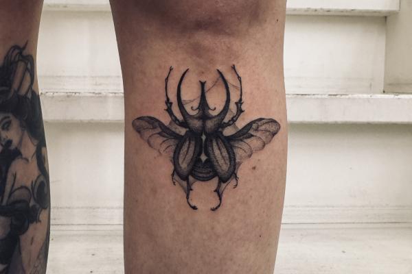 Blackwork Beetle Tattoo