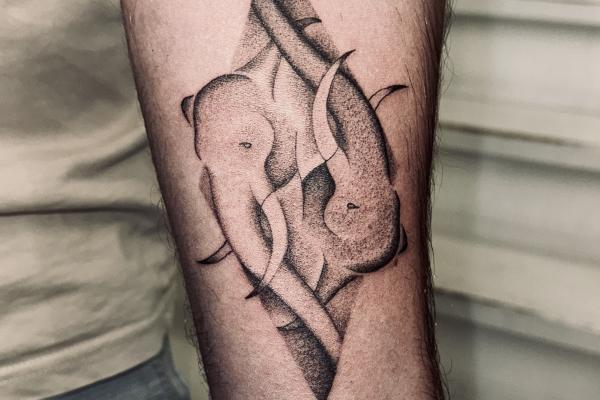 Blackwork Elephant tattoo