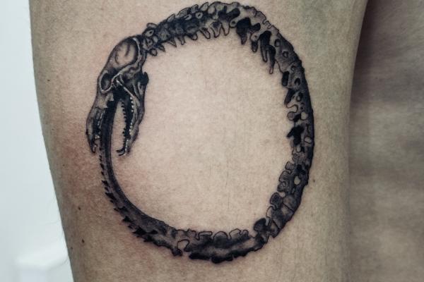 Blackwork Ouroboros Tattoo