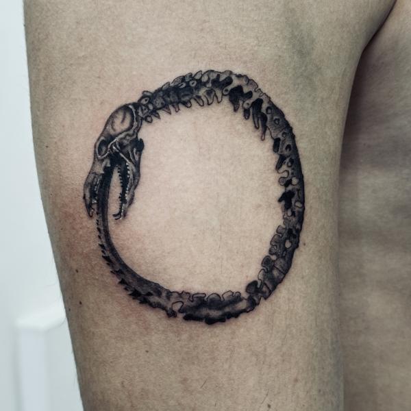 Blackwork Ouroboros Tattoo