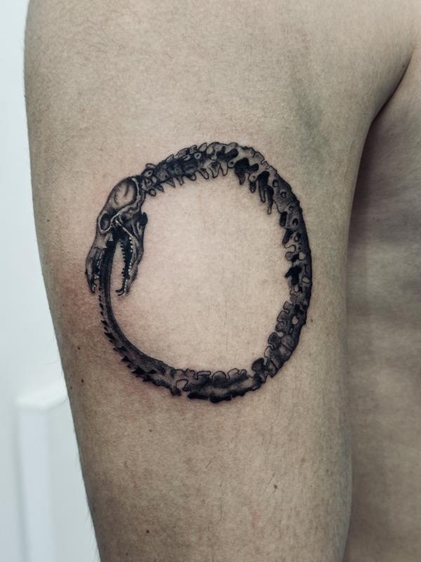 Blackwork Ouroboros Tattoo