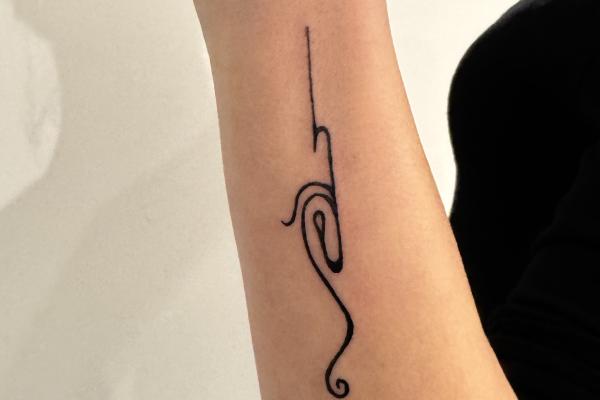 Fineline Abstract Stork Tattoo