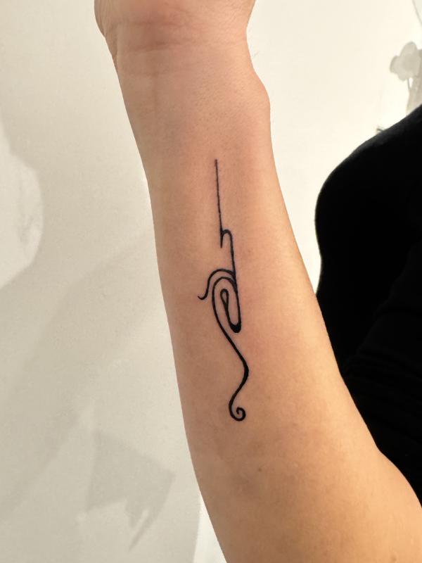 Fineline Abstract Stork Tattoo
