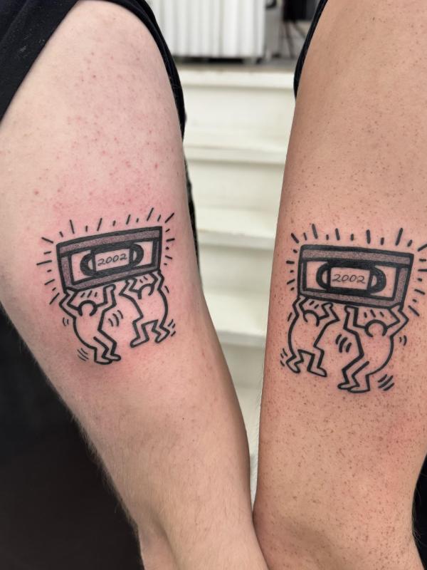 Fineline Keith Haring Tattoo