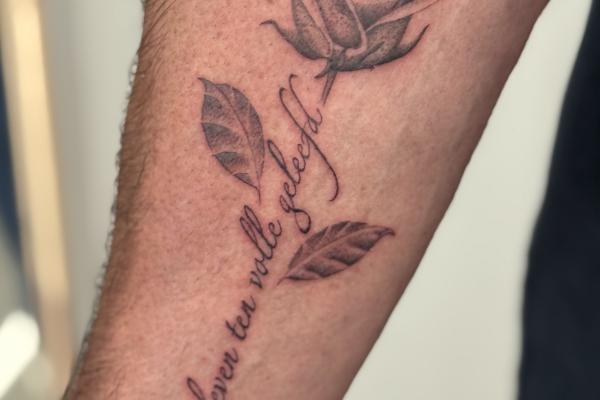 Fineline Script Tattoo Rose