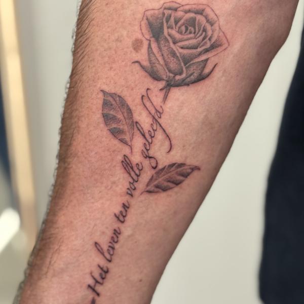 Fineline Script Tattoo Rose