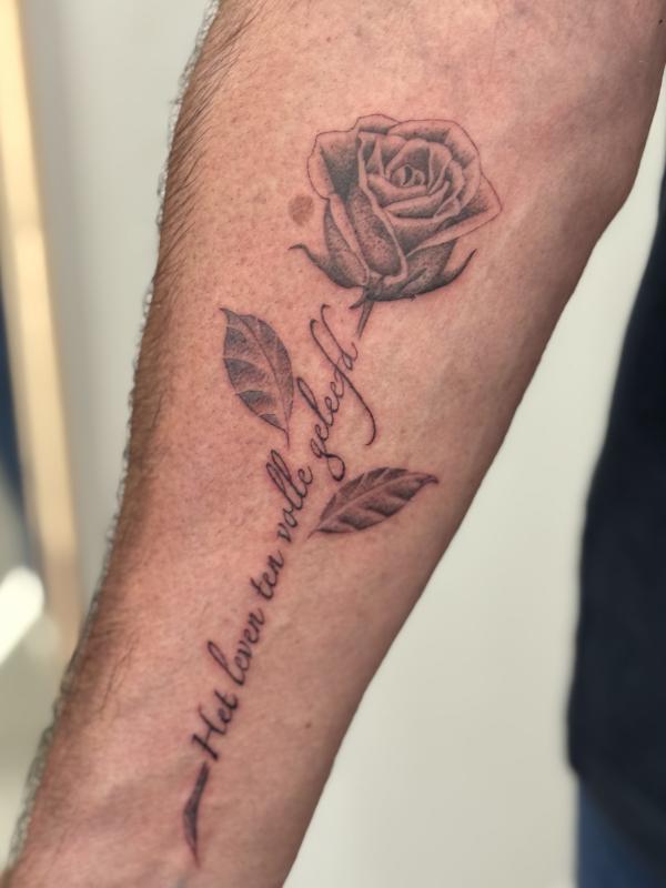 Fineline Script Tattoo Rose