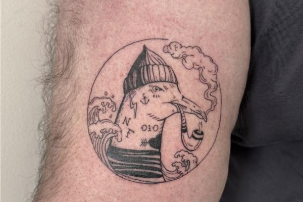 Fineline Tattoo Sailor Seagull