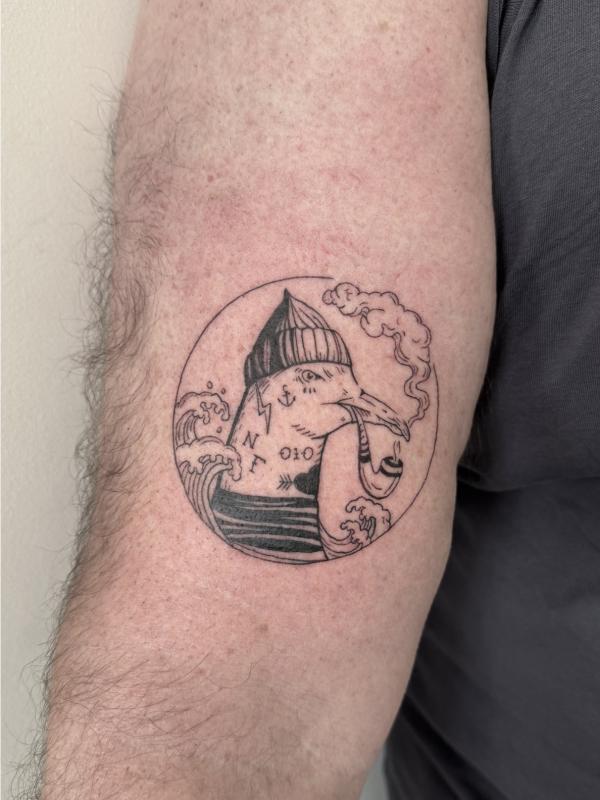 Fineline Tattoo Sailor Seagull