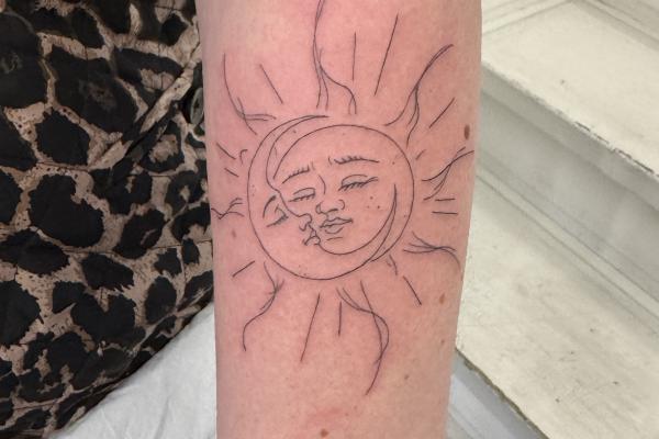 Fineline Tattoo Sun and Moon