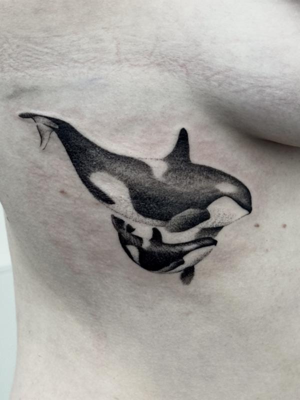 Microrealism Tattoo Killer Whale