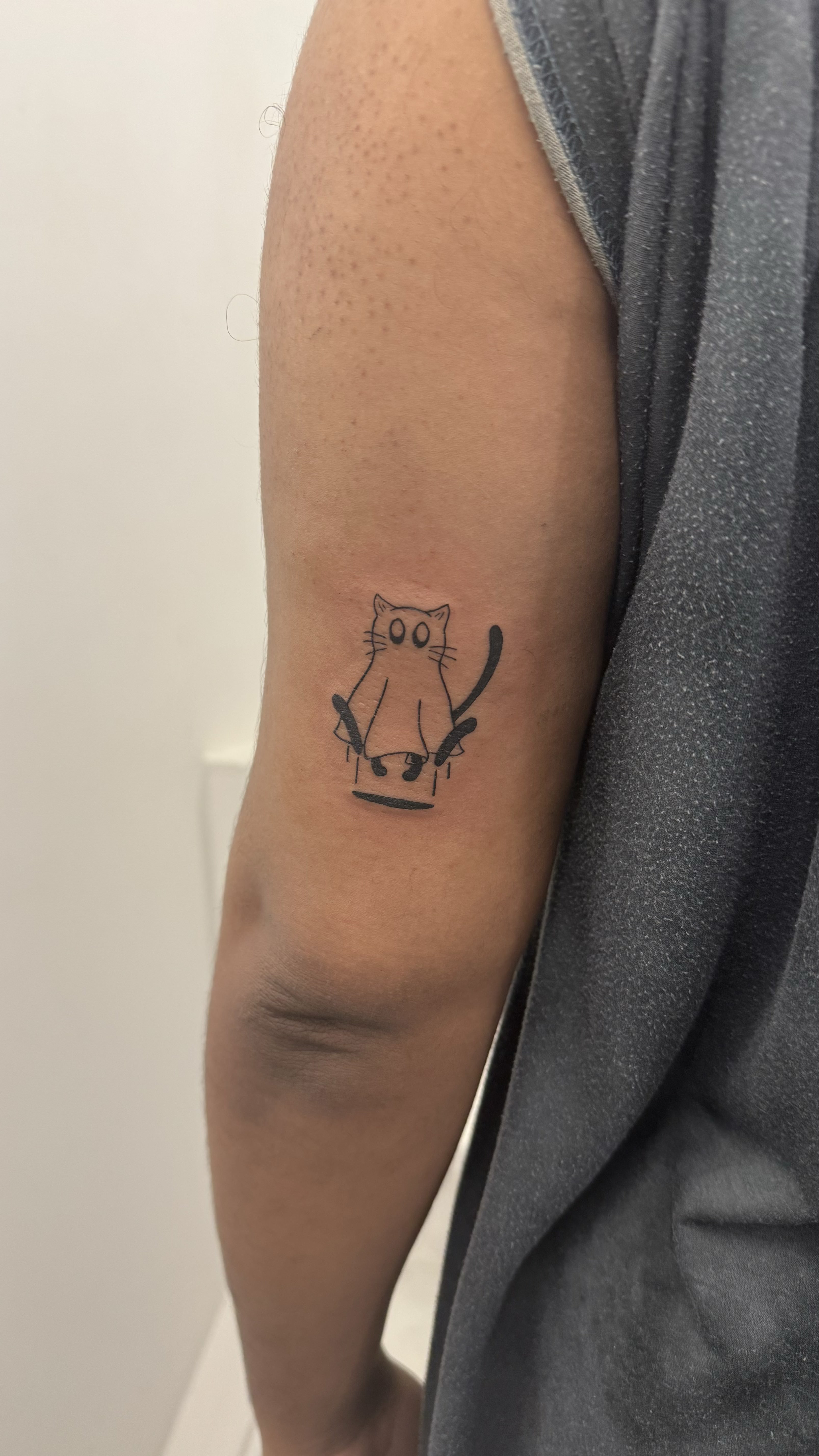 Fineline Ghost Kitty Cat Tattoo