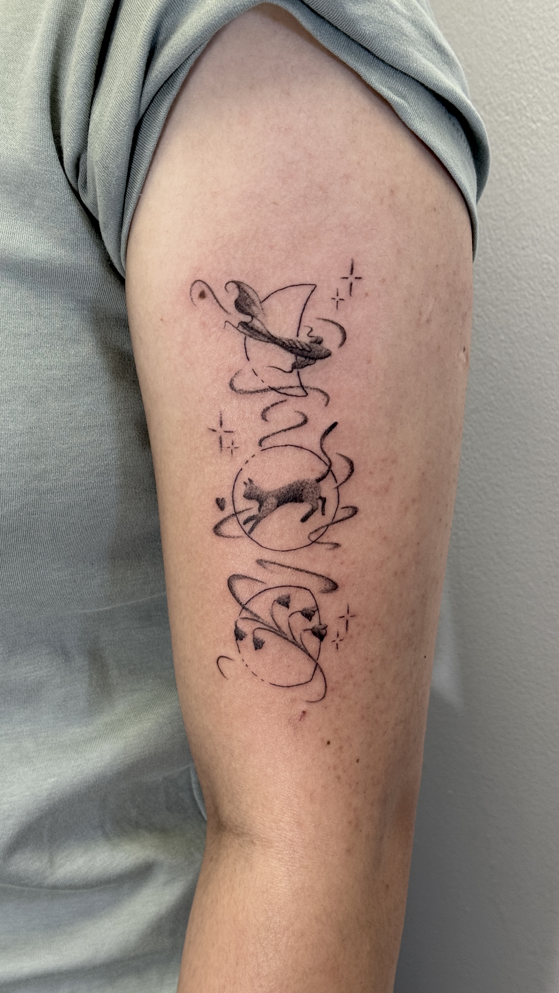 Fineline Tattoo Moonpositions with personal subjects