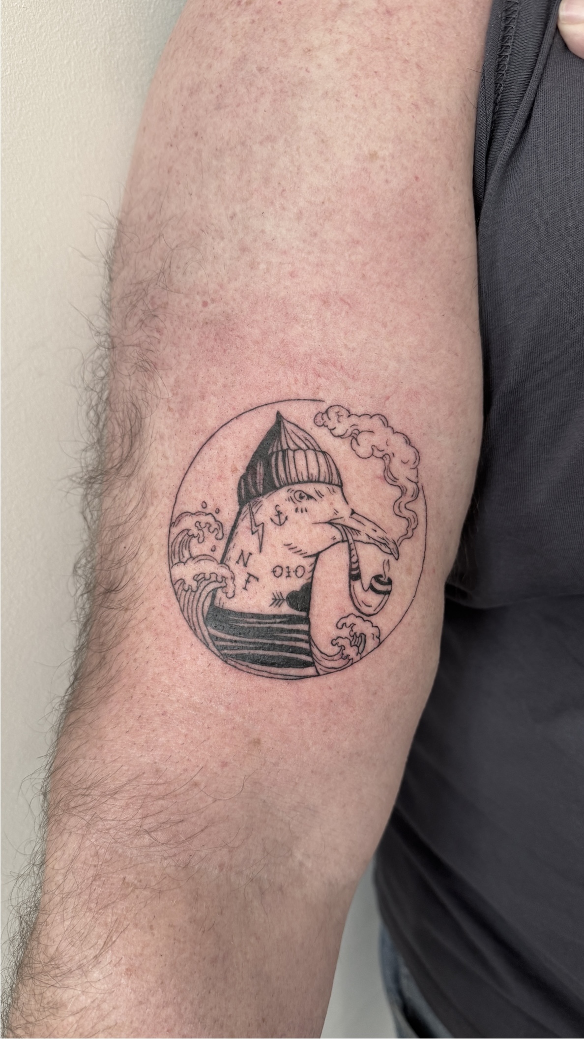 Fineline Tattoo Sailor Seagull