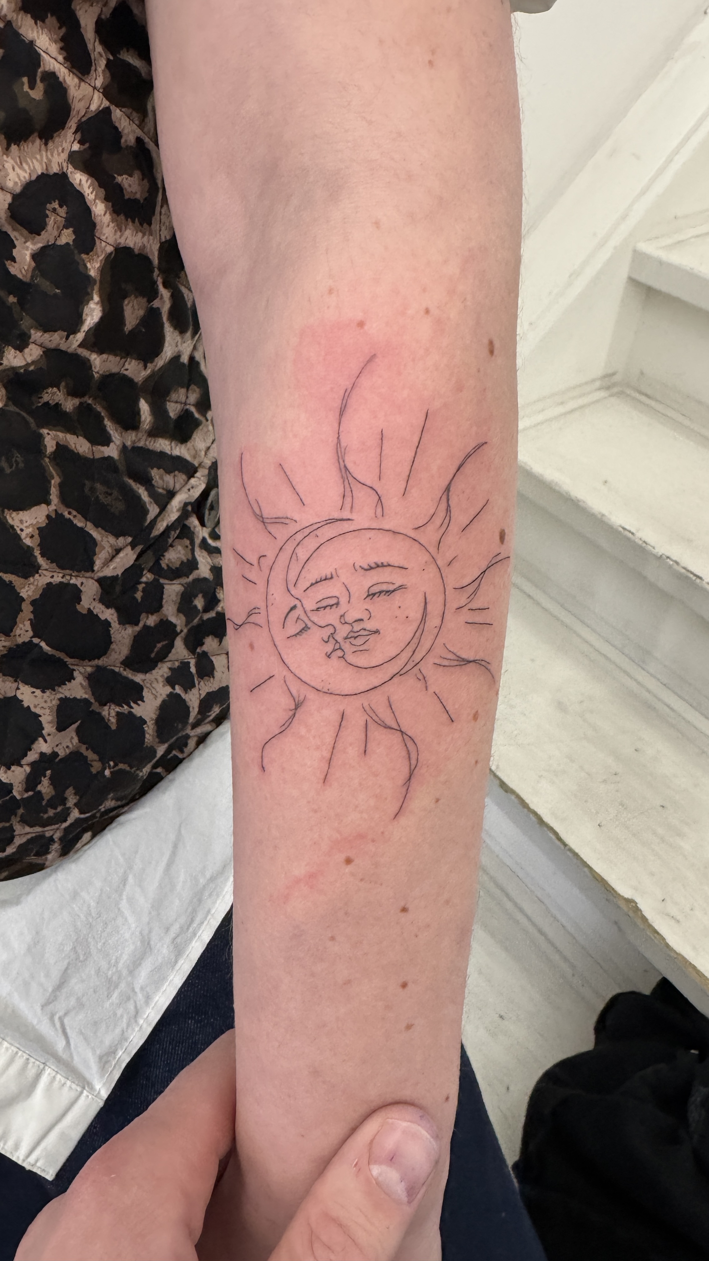 Fineline Tattoo Sun and Moon